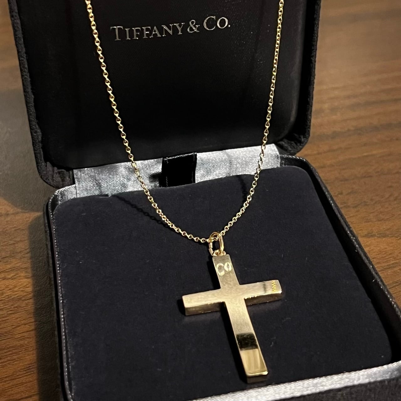 VINTAGE TIFFANY & CO. 14K Gold Cross Pendant Necklace  