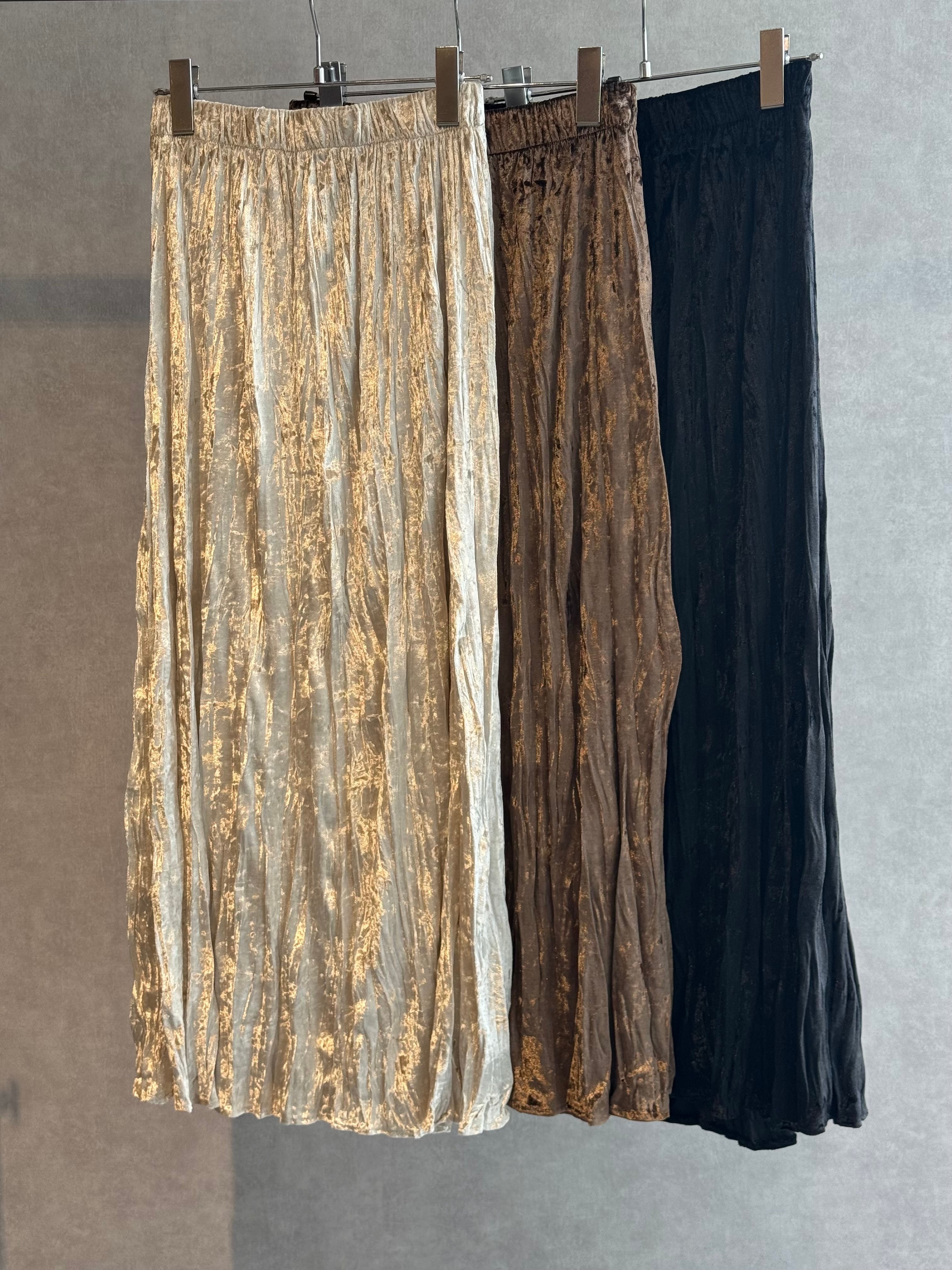 velours washer pleats skirt