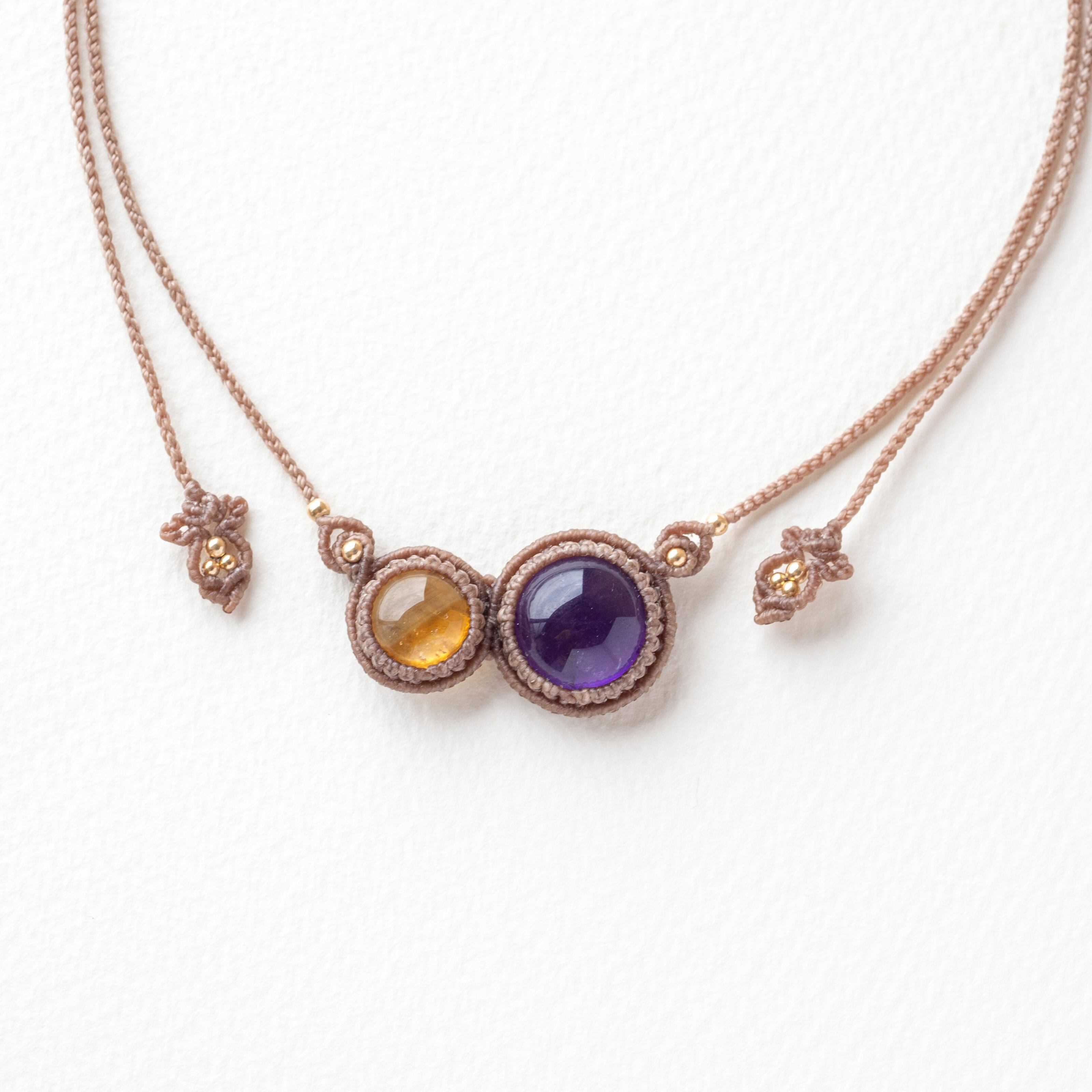 アメジスト×シトリンのマクラメ編み 天然石ネックレス | SHANTi WALA