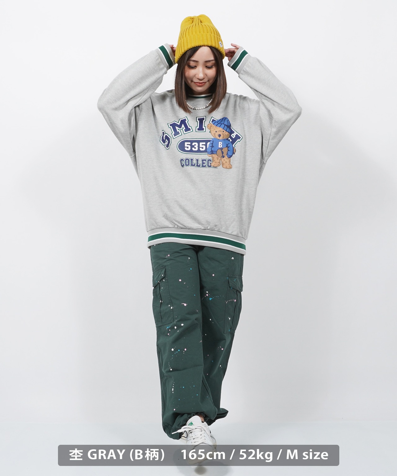 \SALE/◆ヘビーウェイト ベアープリント スウェットシャツ◆br-40122