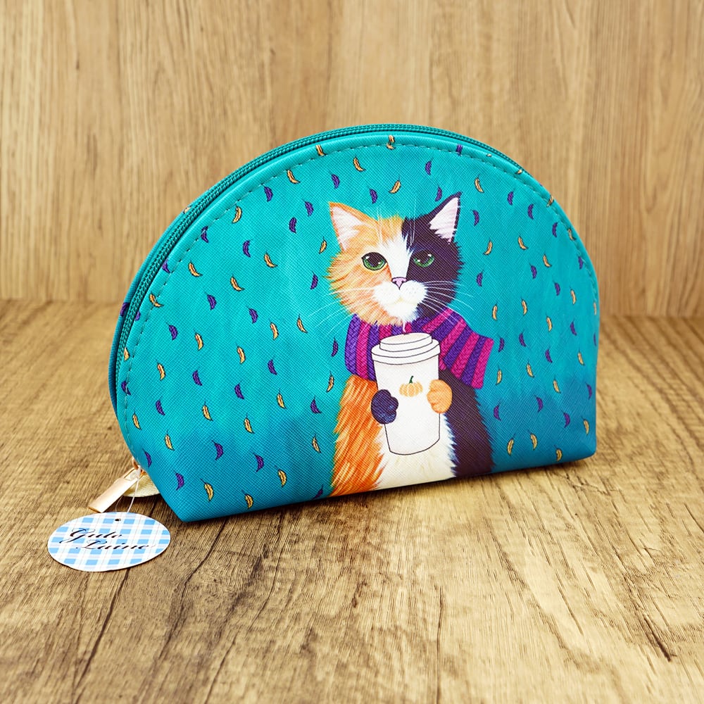 マチポーチ 唐草猫 猫ポーチ(マトリョシカポーチ)カフェ・グリーン | マスノヤ衣料品店
