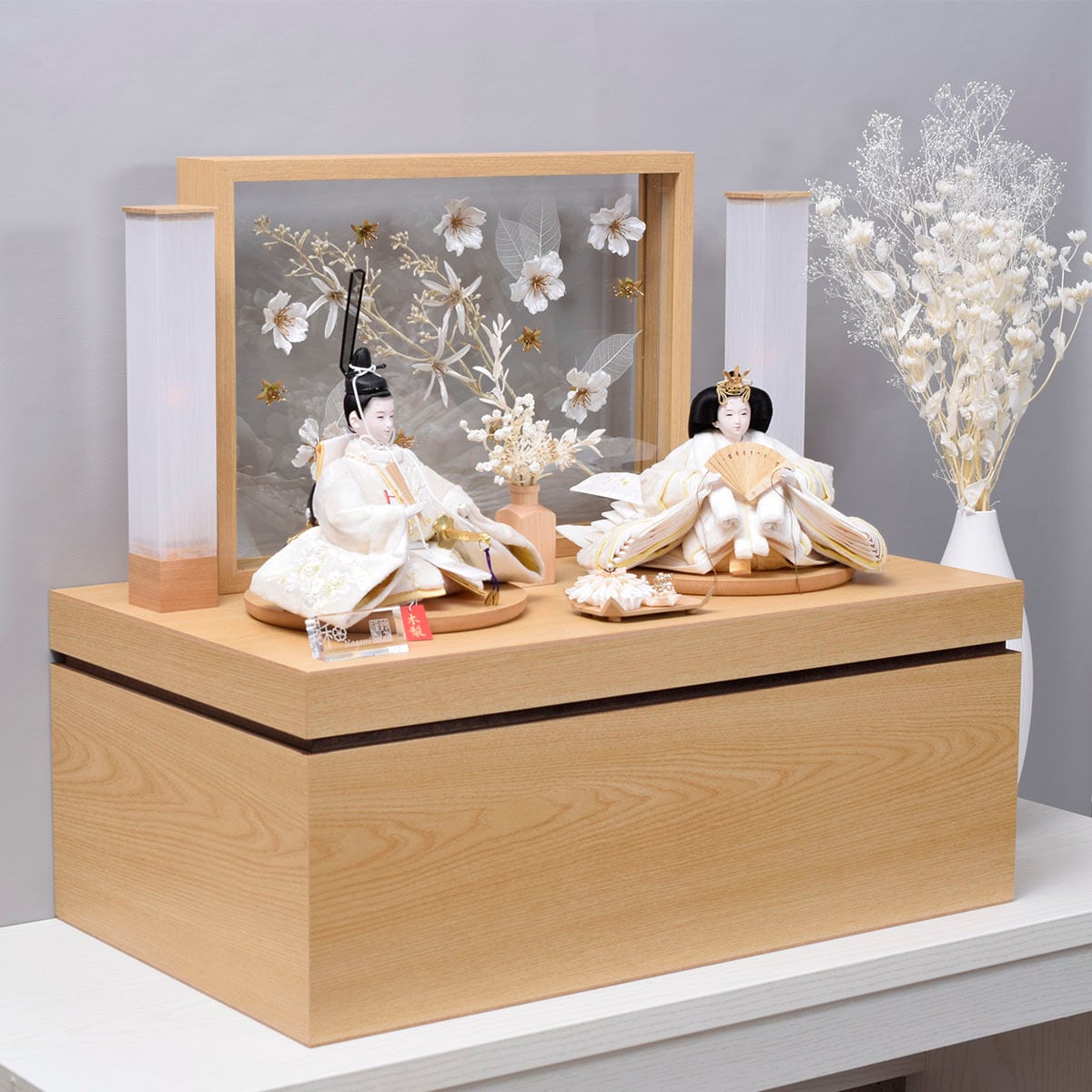 コンパクトの親王飾り　収納型LED照明付き飾り台セットB コンパクトの親王飾り 収納型LED照明付き飾り台セットB 雛人形