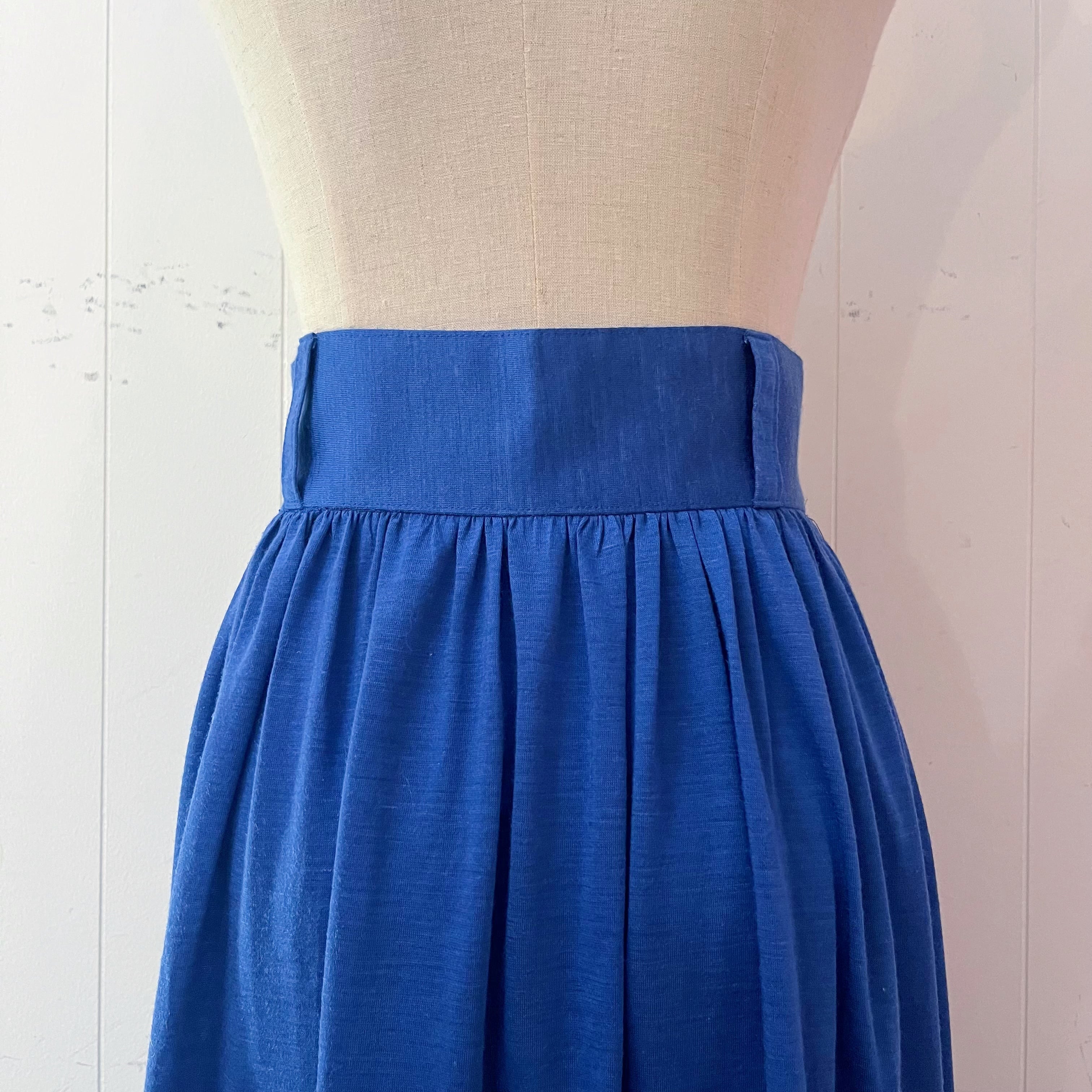 renoma / blue front button gather skirt