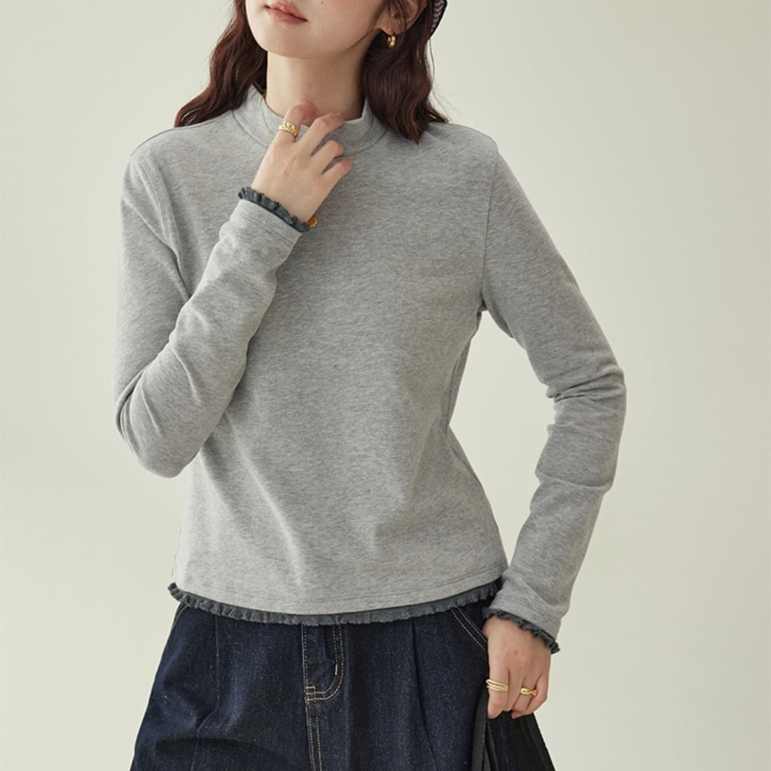 basic mock neck long sleeve top
