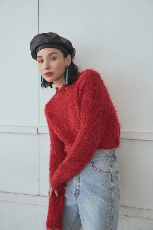Mohair Like Crew Neck Knit