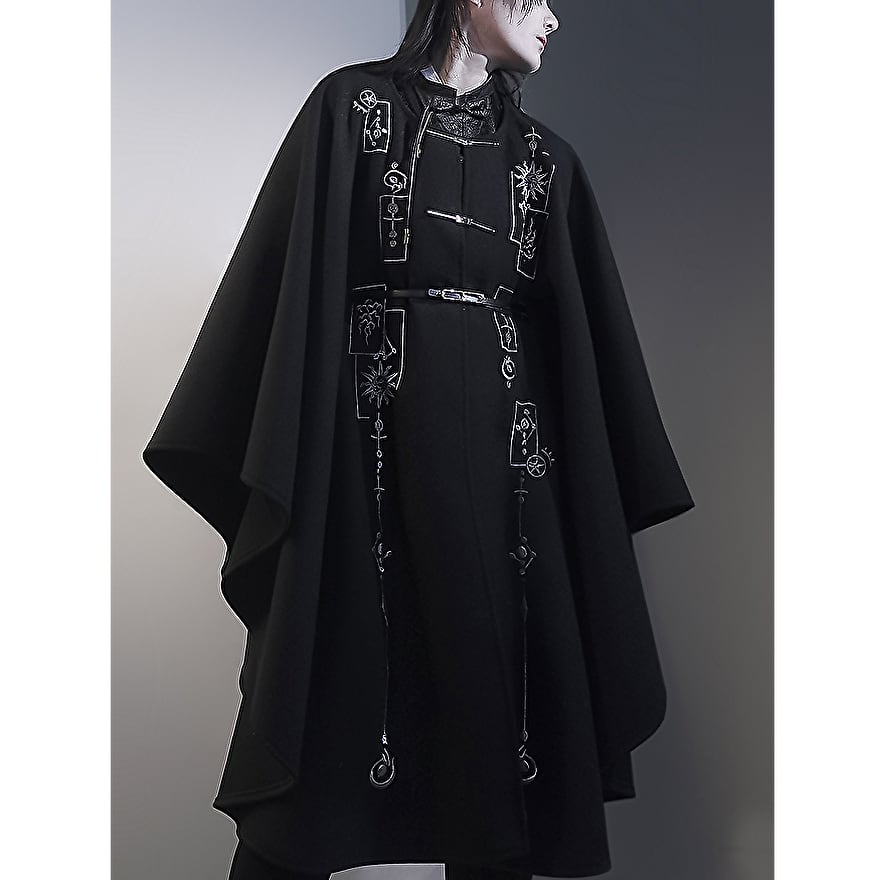 新品 タグ付き 蝶舞秋園 ケープ マント ネイビー 黒 チャイナ 和 ゴスロリ 新品 タグ付き 蝶舞秋園 ケープ マント ネイビー 黒 チャイナ 和