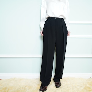 USA VINTAGE Christpher&Banks BLACK COLOR TUCK SLACKS PANTS/アメリカ古着ブラックカラータックスラックスパンツ