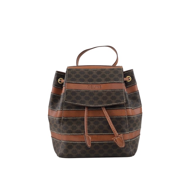 CELINE セリーヌ マカダム バックパック ブラウン ロゴ PVC レザー リュック vintage ヴィンテージ オールド 32j7rc
