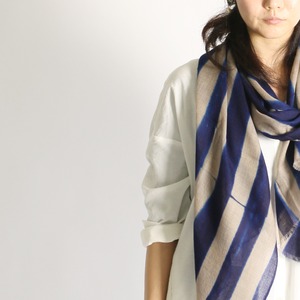 Hand Woven Baby Wool Sakaboushi Shibori Stripe ベビーウール ショール #2165［ suzusan ］