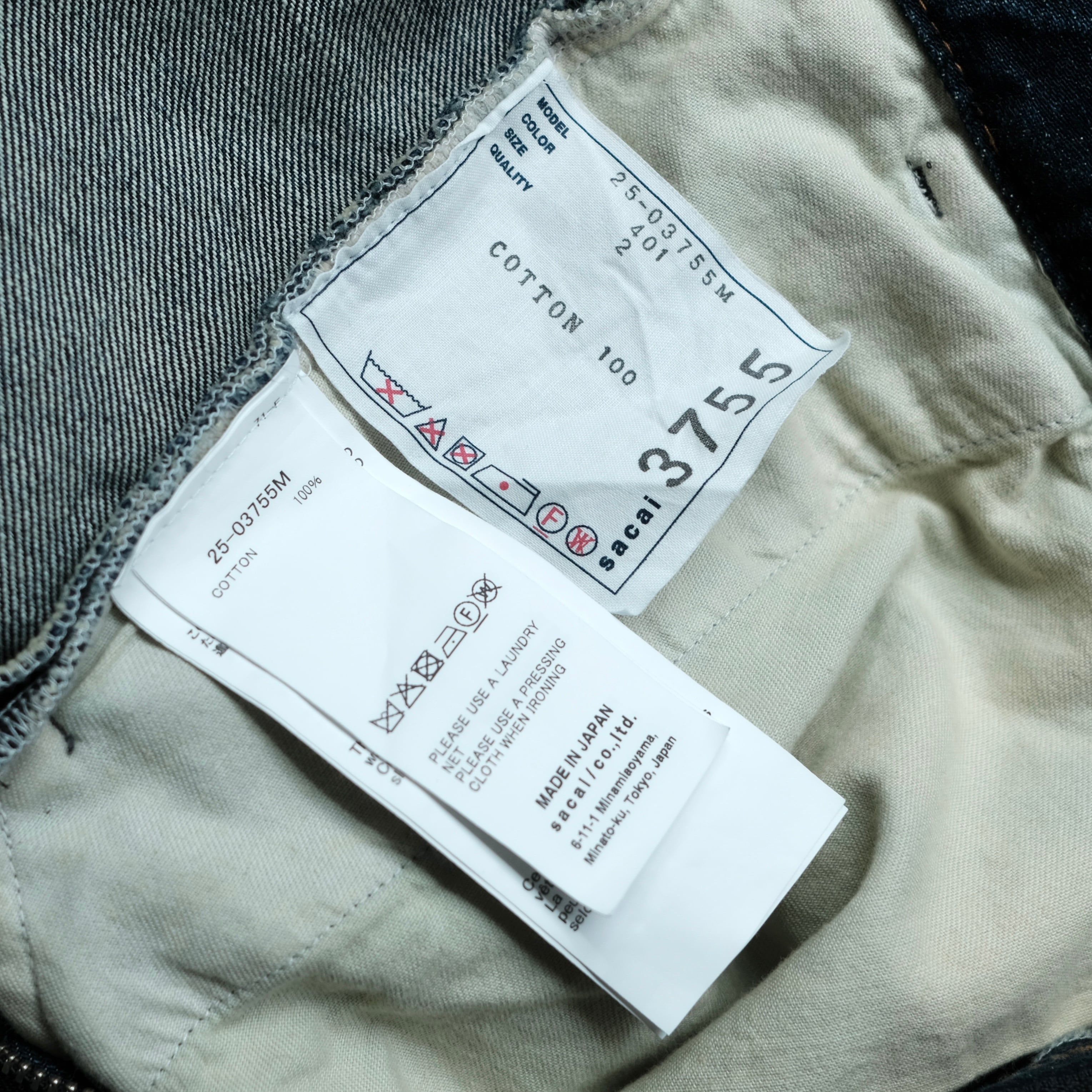 Sacai 25-03755M デニムカーゴパンツ サイズ2 タグ付き すぐ届く