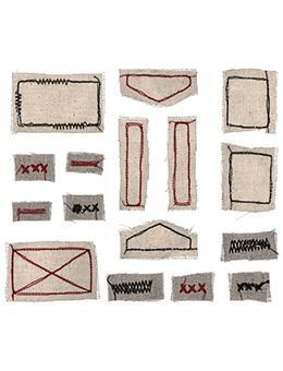 Tim Holtz Idea-ology ステッチ入り布素材セット16枚入り Stitched