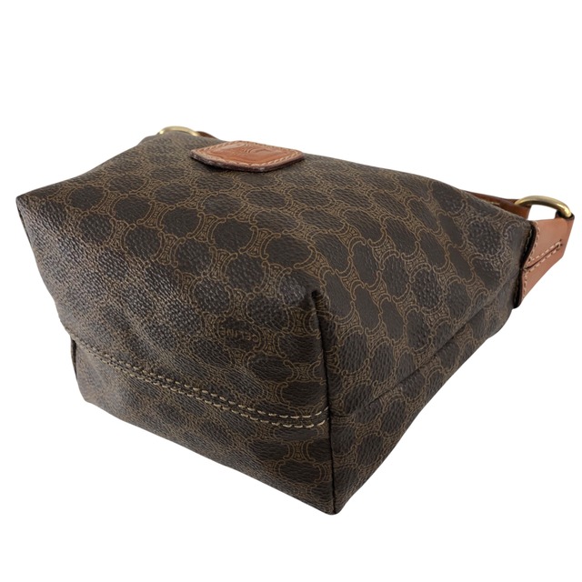 CELINE セリーヌ マカダム ハンドバッグ ブラウン ブラゾン型押し PVC レザー ミニバッグ vintage ヴィンテージ オールド 2t2tek