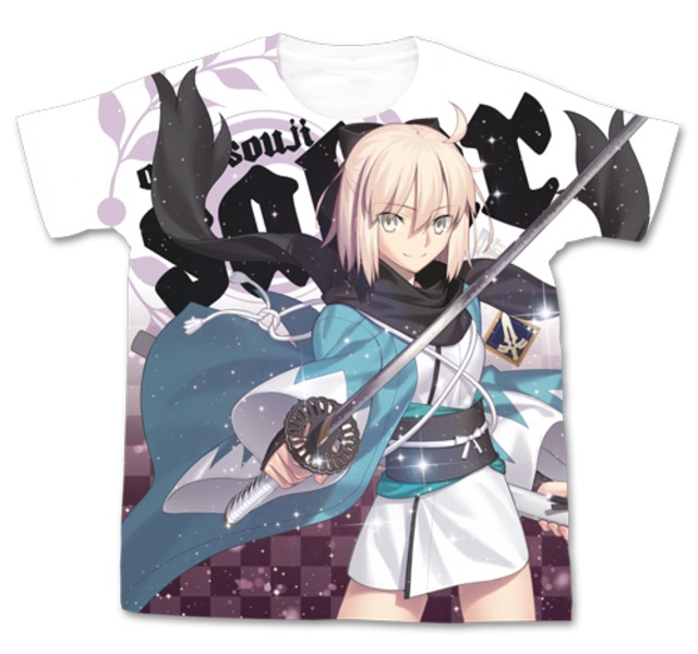 Fate/Grand Order セイバー/沖田総司フルグラフィックTシャツ/WHITE-S/M/L/XL