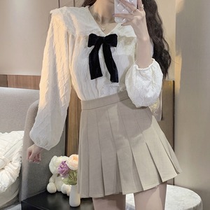 lace collar ribbon blouse　A0006