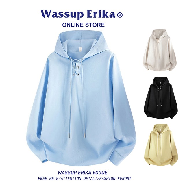 ♥カジュアルパーカー！【WSシリーズ】★パーカー★ 4color ユニセックス トップス 無地 シンプル 黒 青黄