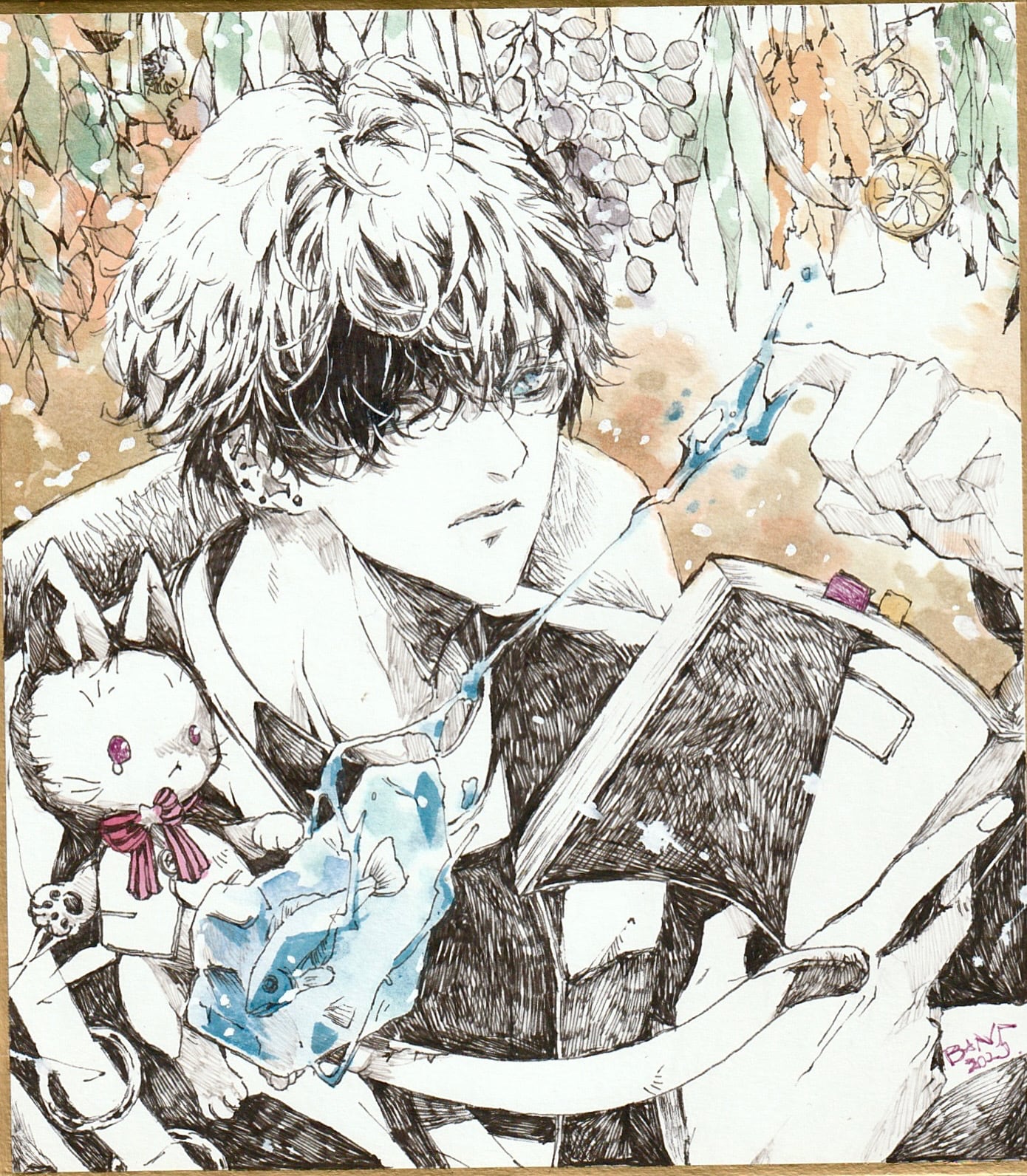 ペン画＋彩色。イラストオーダー ミニ色紙 1月納品受付中 | ART SHOP