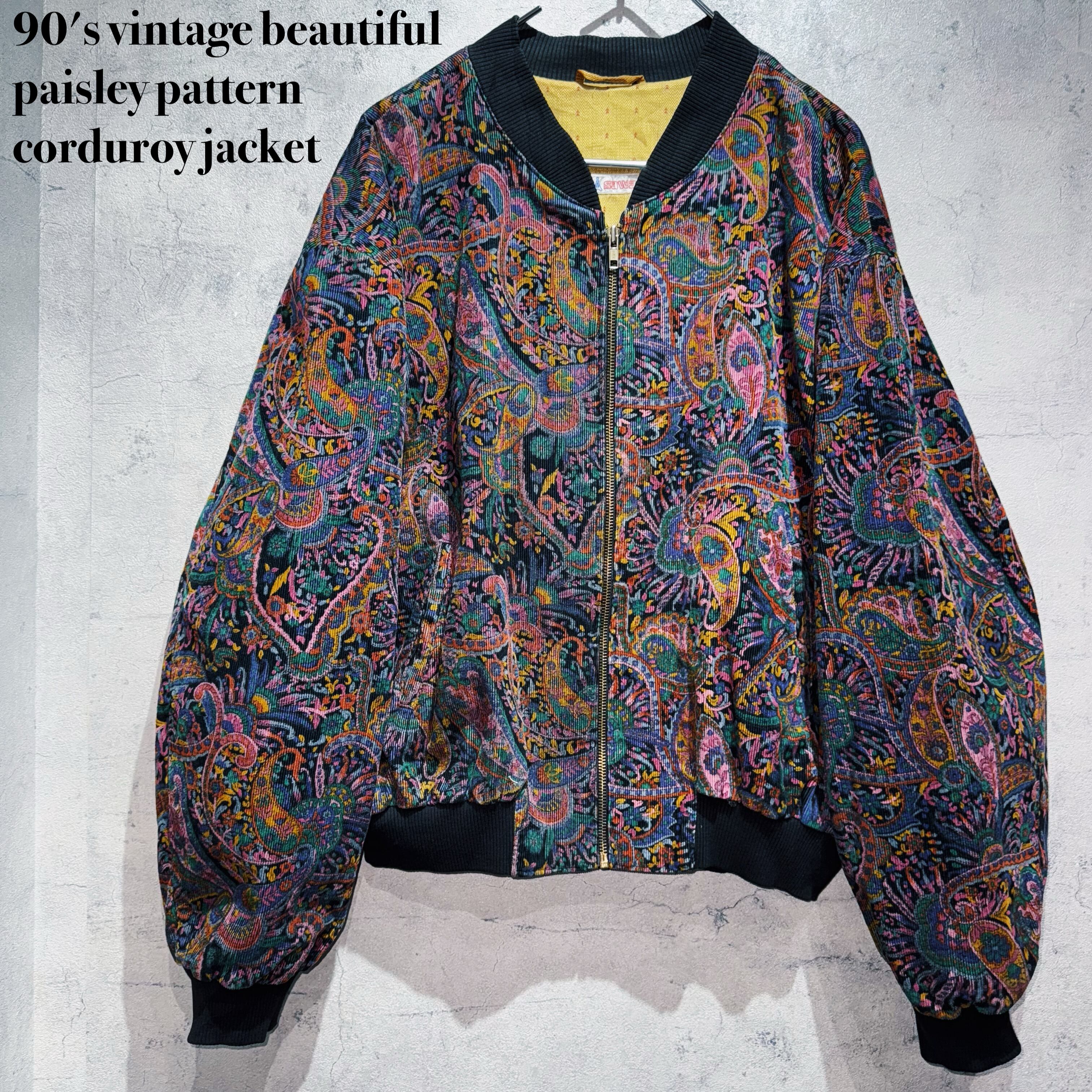 90's vintage beautiful paisley pattern corduroy jacket