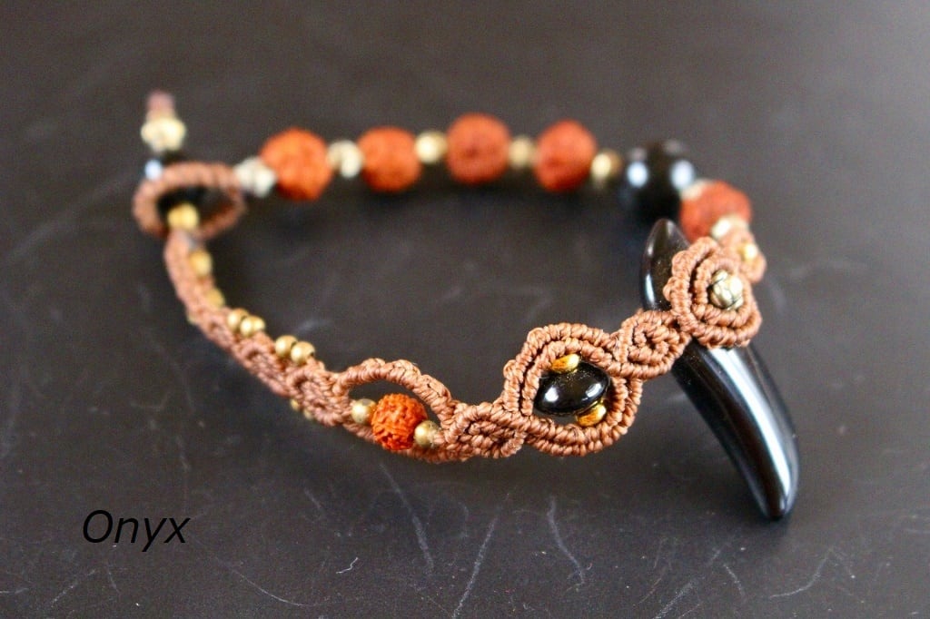 Onyx rudraksha macrame bracelet