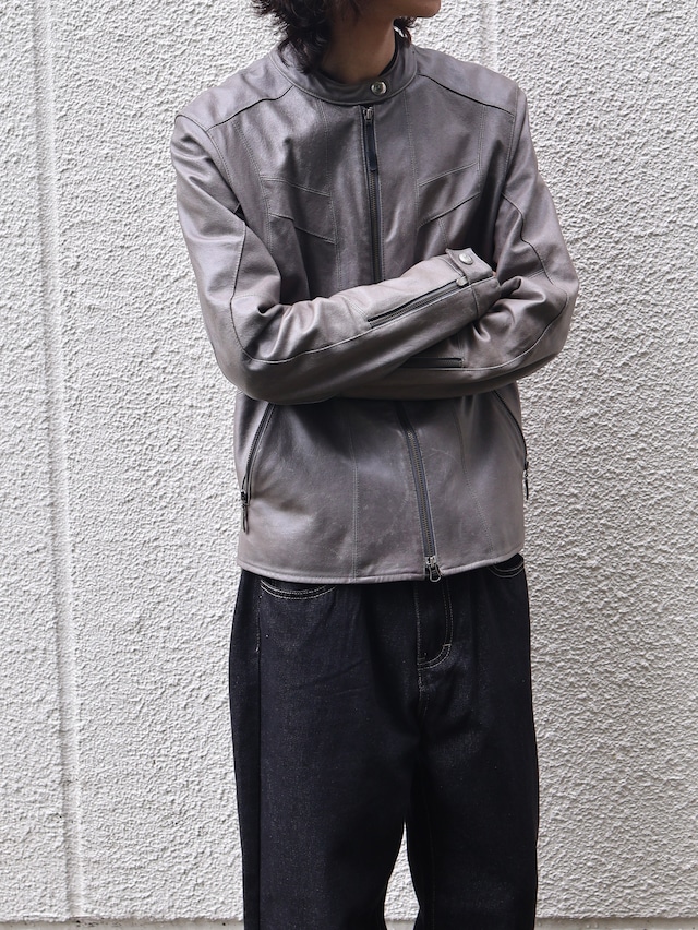 grey racing leather jacket