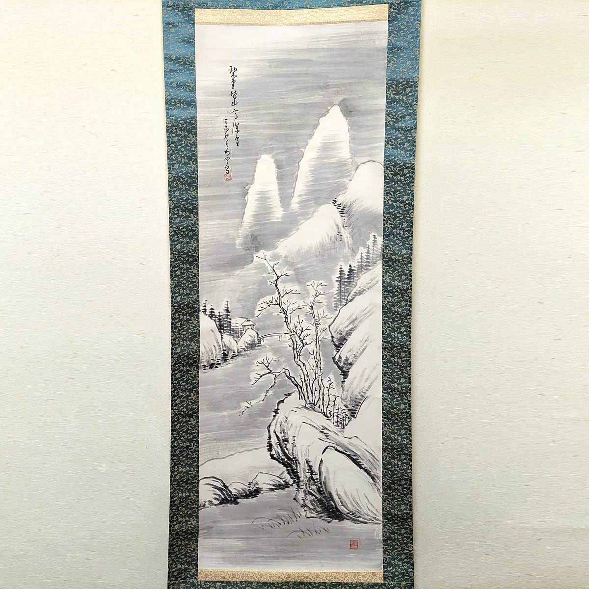 掛軸・山水画・水墨画・冬・No.230426-16・梱包サイズ80 | リサイクル 