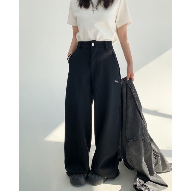 button milling straight sweatpants　ボタンフライスストレートウェットパンツ　J0870