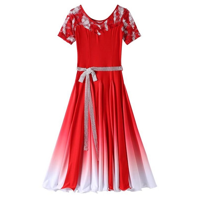 グラデーション カラーデザイン レーススリーブドレス ds00662