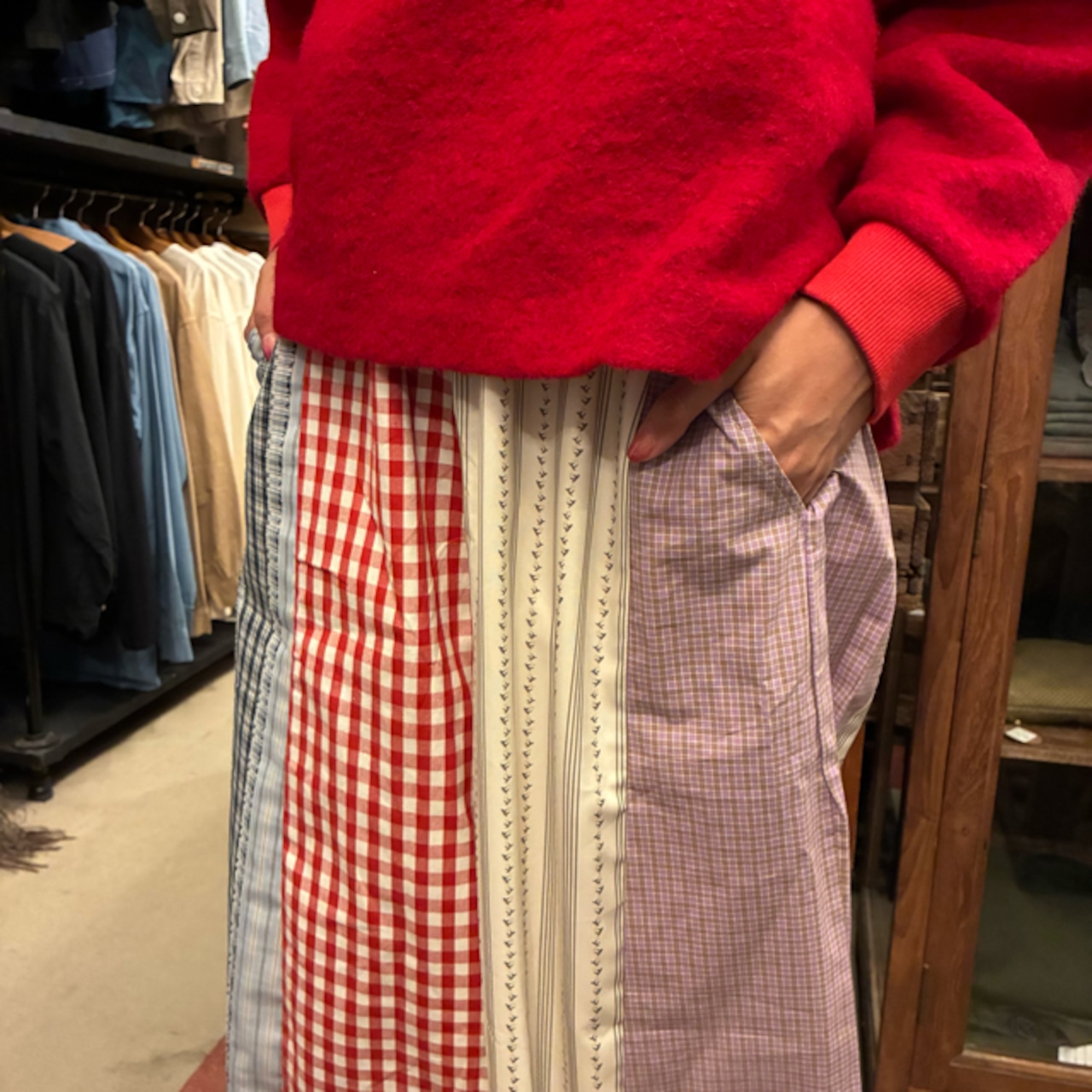 TOPANGA Lady's Patchwork Check Wide Pants　パッチワークチェックワイドパンツ