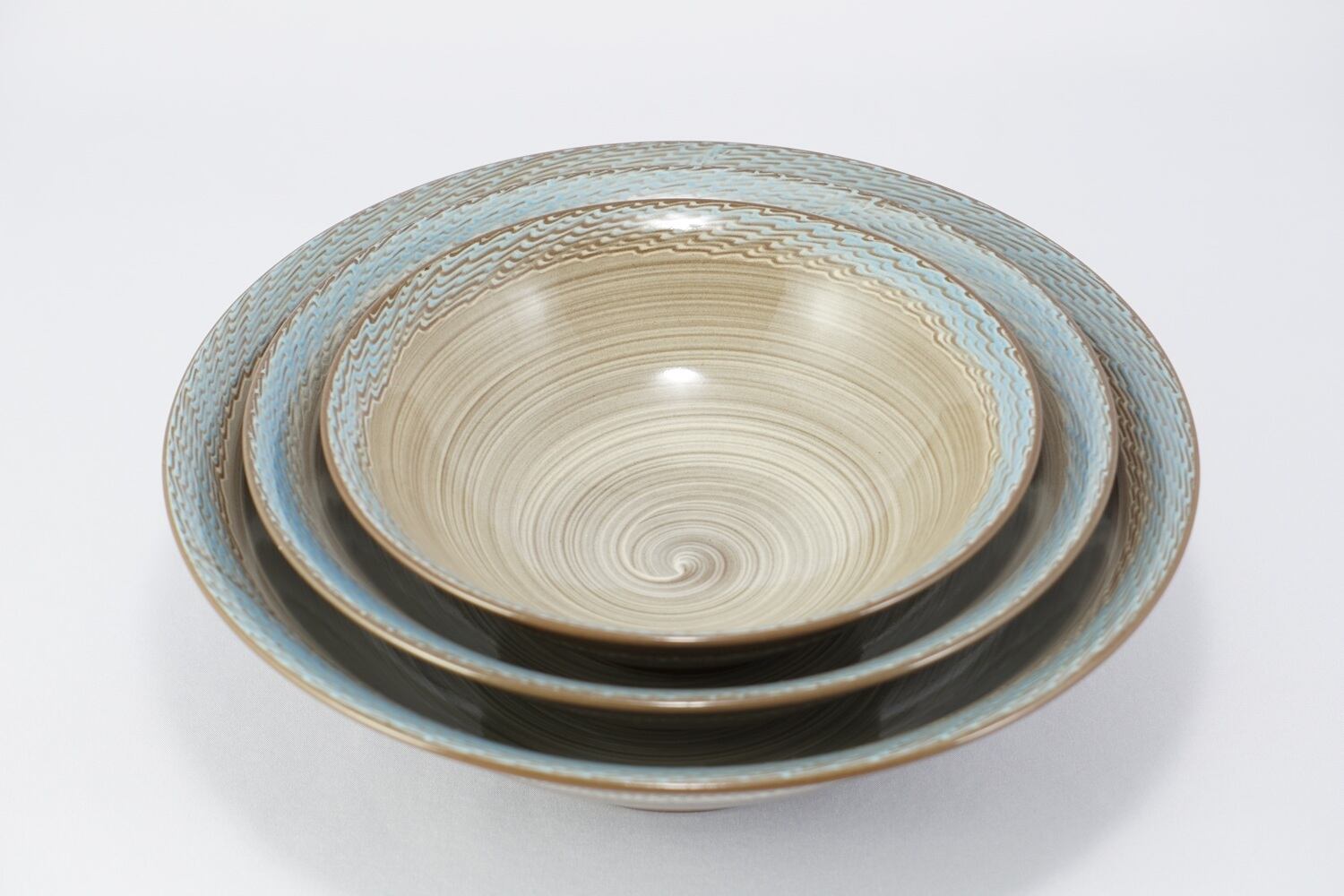 平鉢(中) 刷毛目 さざ波 | 陶房亀岡