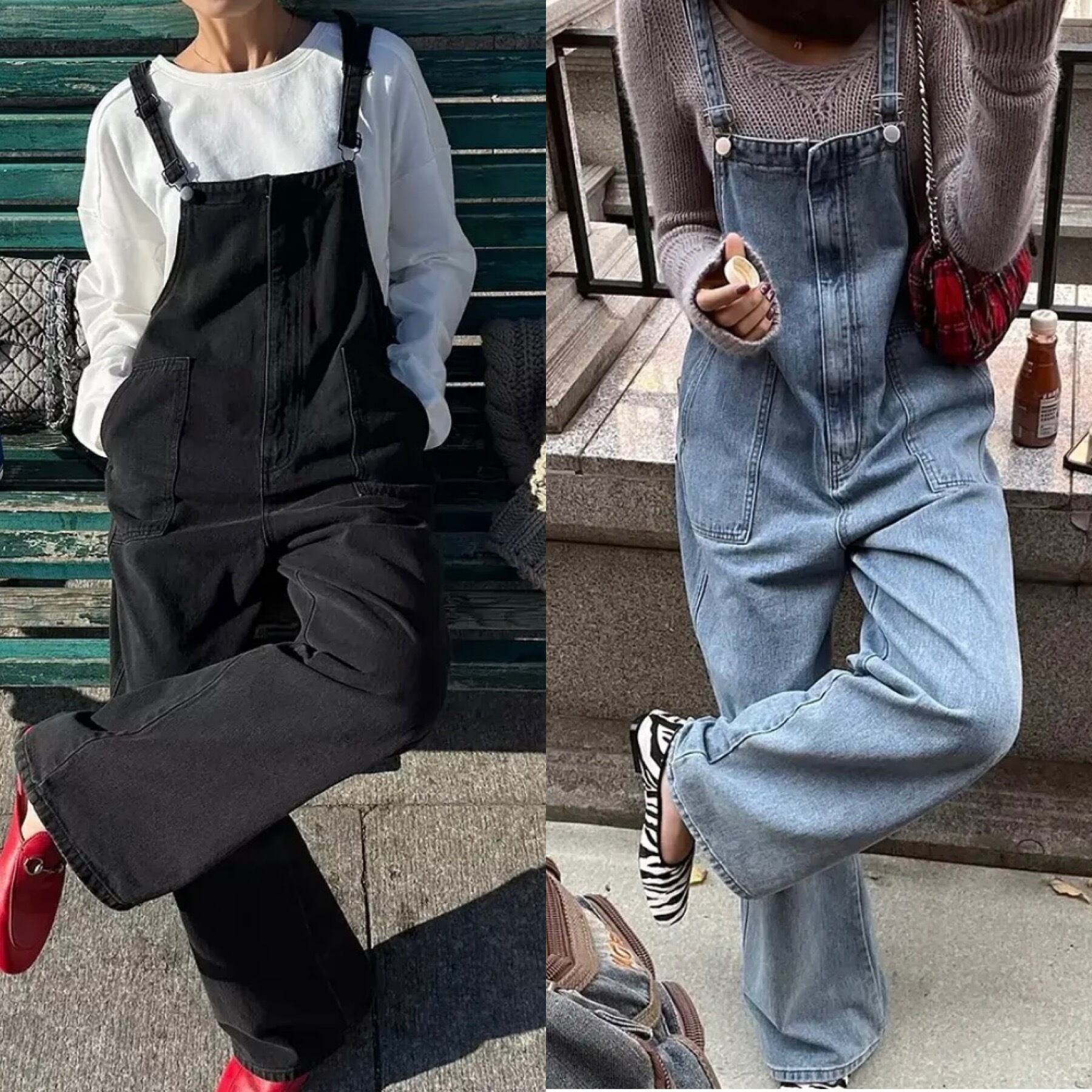 2color / フロントジップサロペット