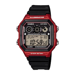 CASIO STANDARD カシオ スタンダード デジタル レッド×ブラック AE-1300WH-4A 腕時計 メンズ レディース サッカー フットサル 審判ウォッチ レフェリーウォッチ メール便送料無料