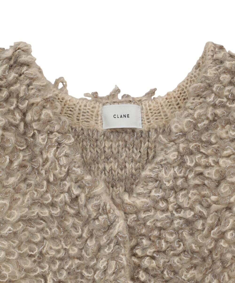 CLANE : MIX LOOP MOHAIR KNIT CARDIGAN 15106-2182 C/# BLACK , BEIGE