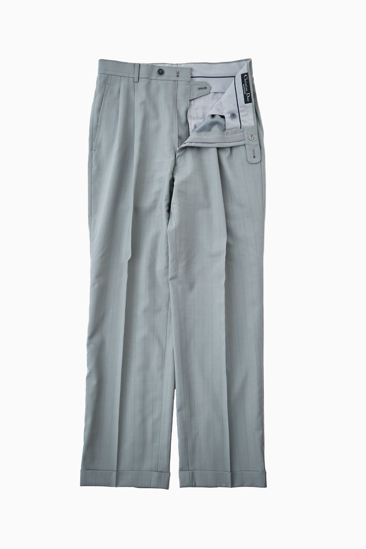 VINTAGE Christian Dior Monsieur STRIPE 2-TUCKS WIDE SLACKS | Reben