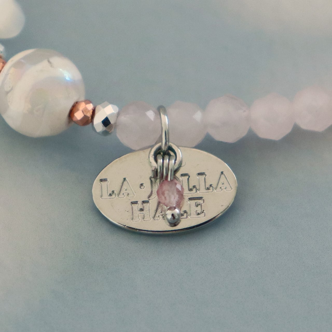 Pink! Pink! Pink!】水紋天珠×ローズクォーツ×ピンクシェル