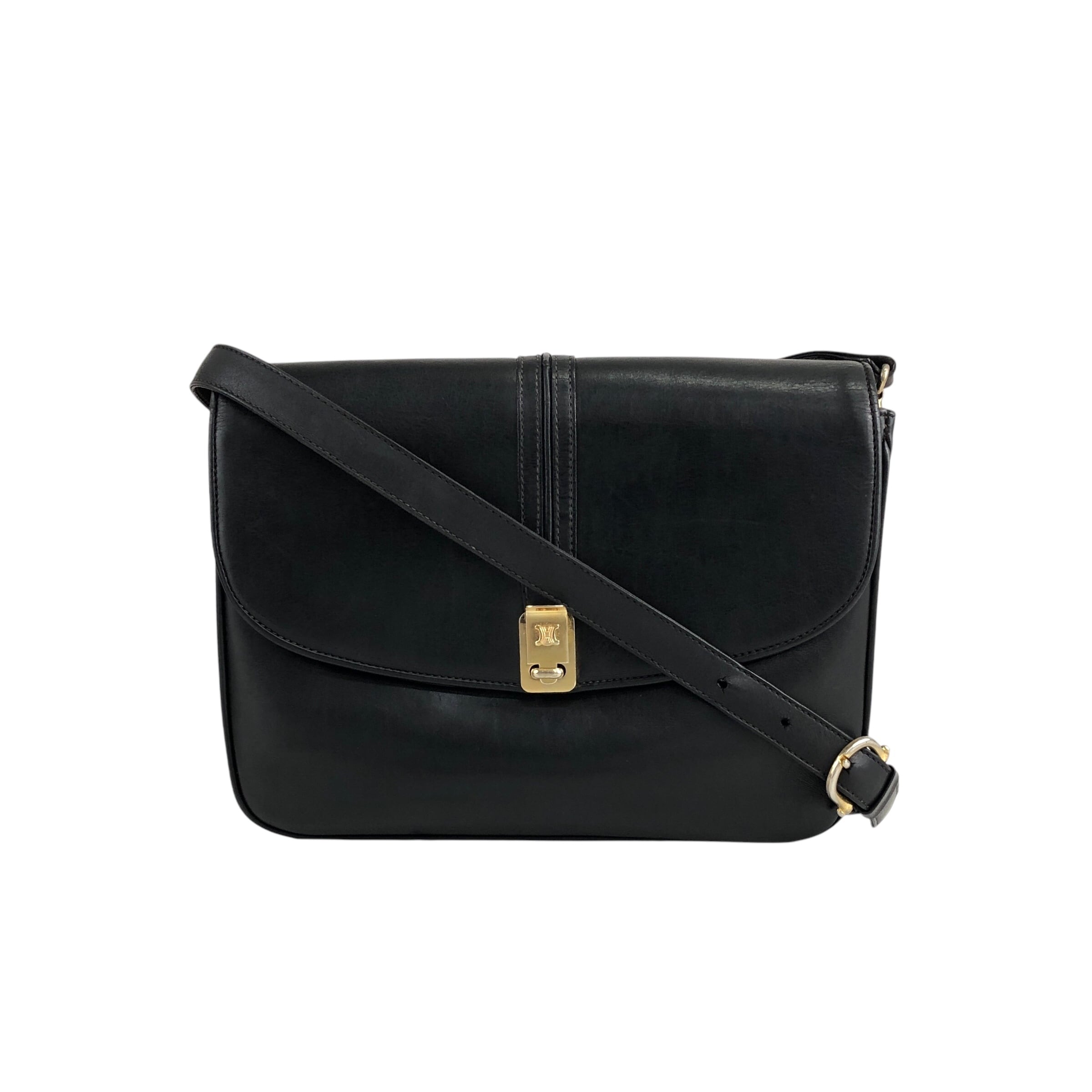 CELINE セリーヌ ショルダーバッグ ブラック ブラゾン レザー フラップ
