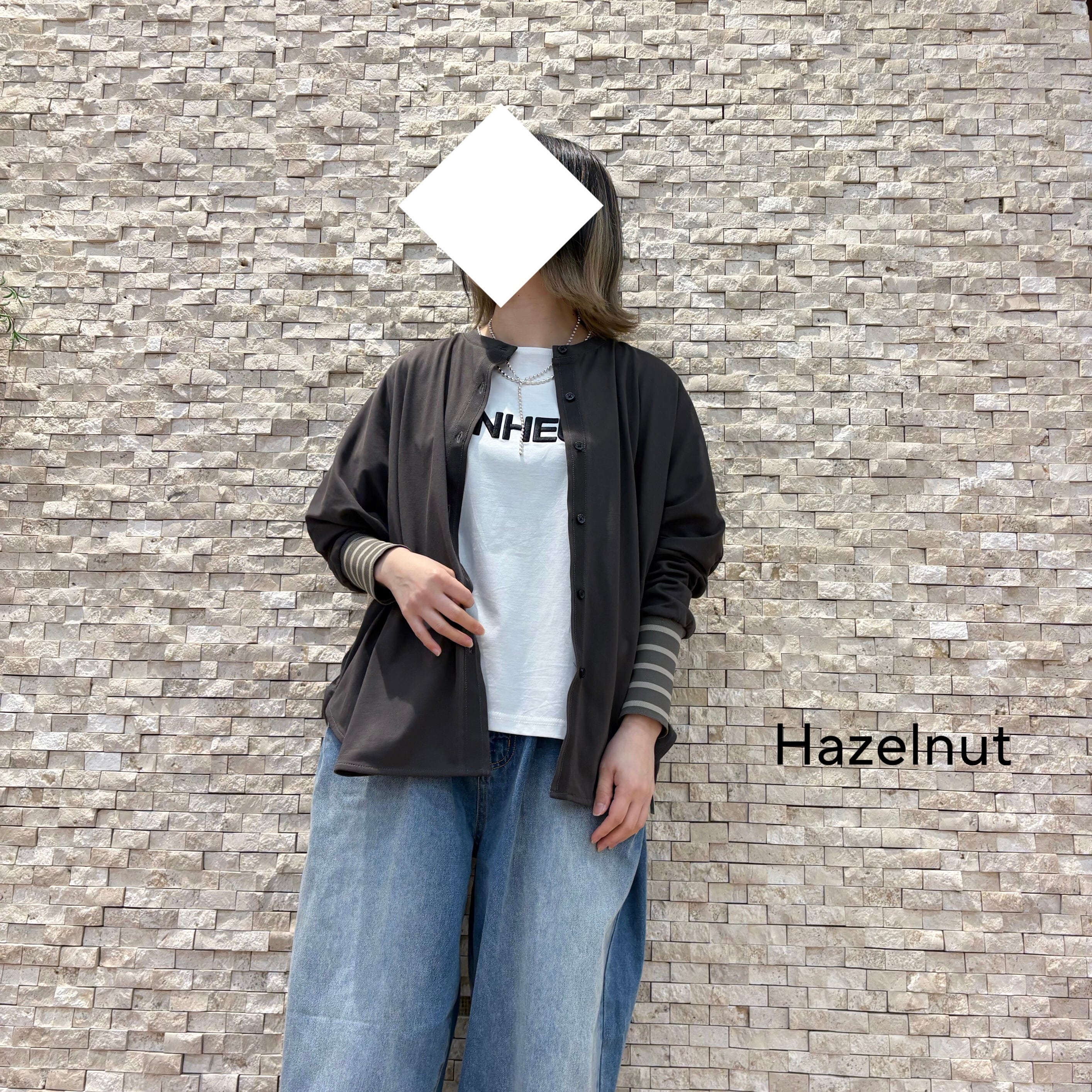【Hazelnut】袖ボーダーデザインカーディガン(24511)