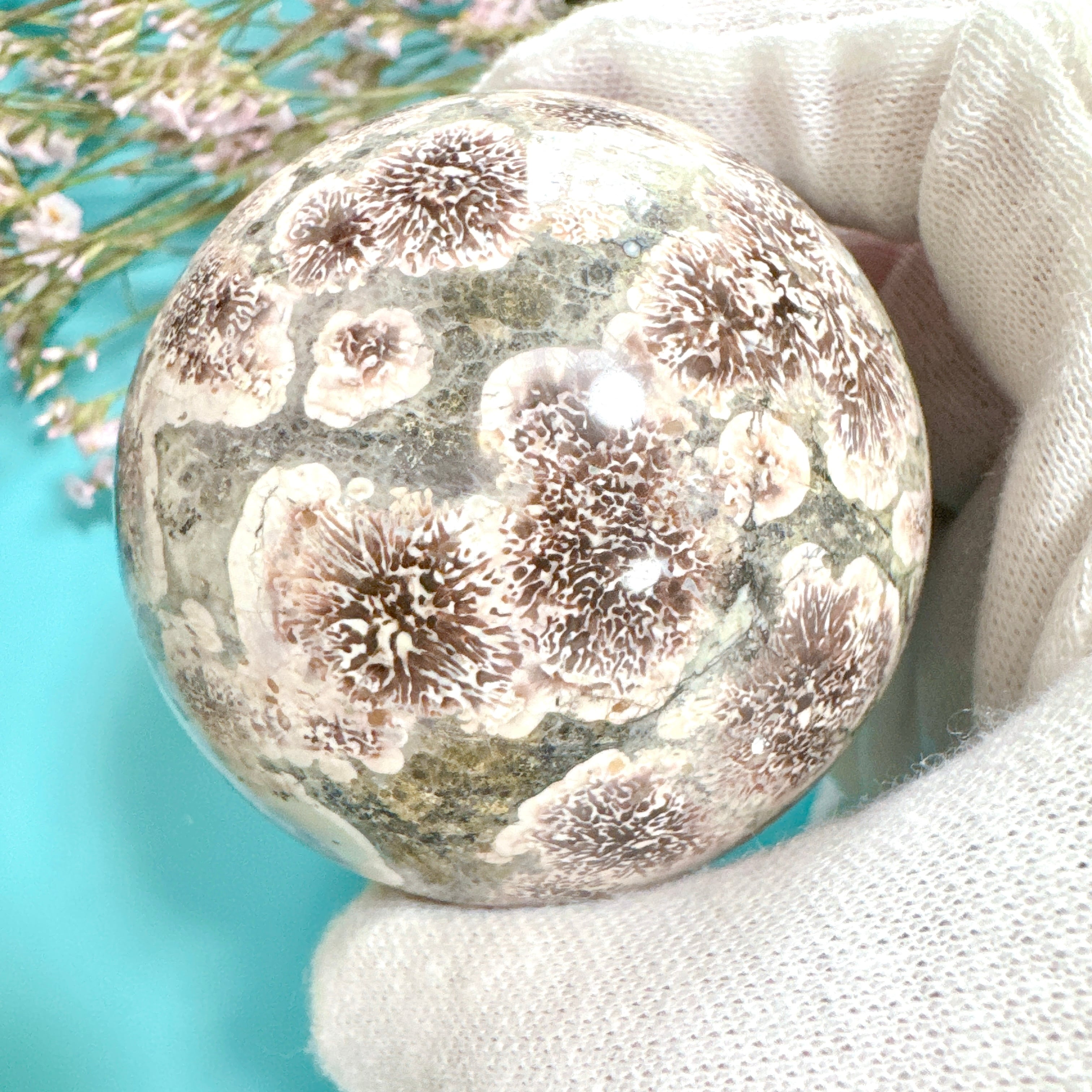 グリーンフラワージャスパー スフィア 丸玉 天然石 | Rinolis-interior