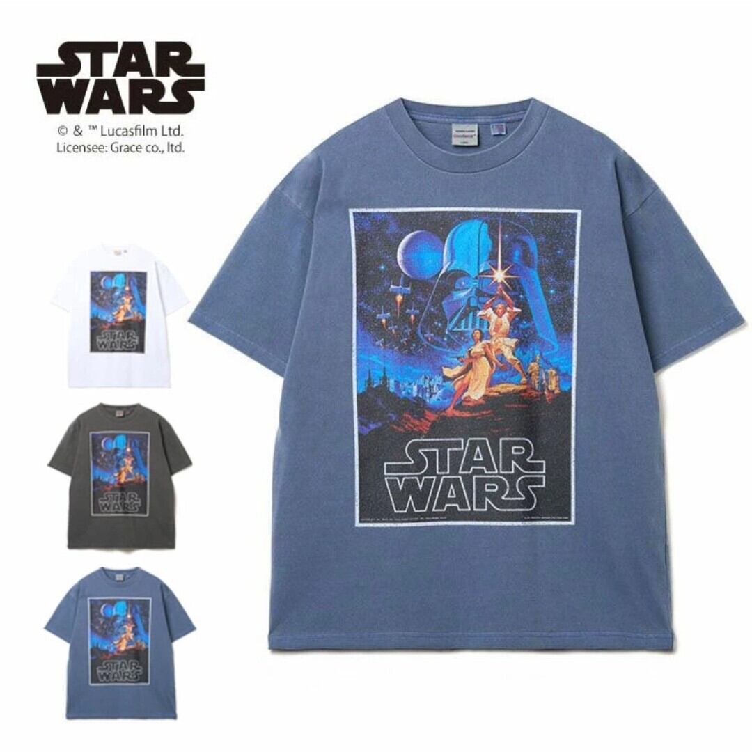 Goodwear スターウォーズ エピソード4  ピグメント BIGTシャツ(ネイビー)