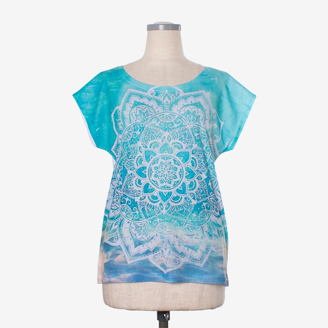 ヨガプリントTシャツ オーシャン３　Yoga print T-shirt Ocean3