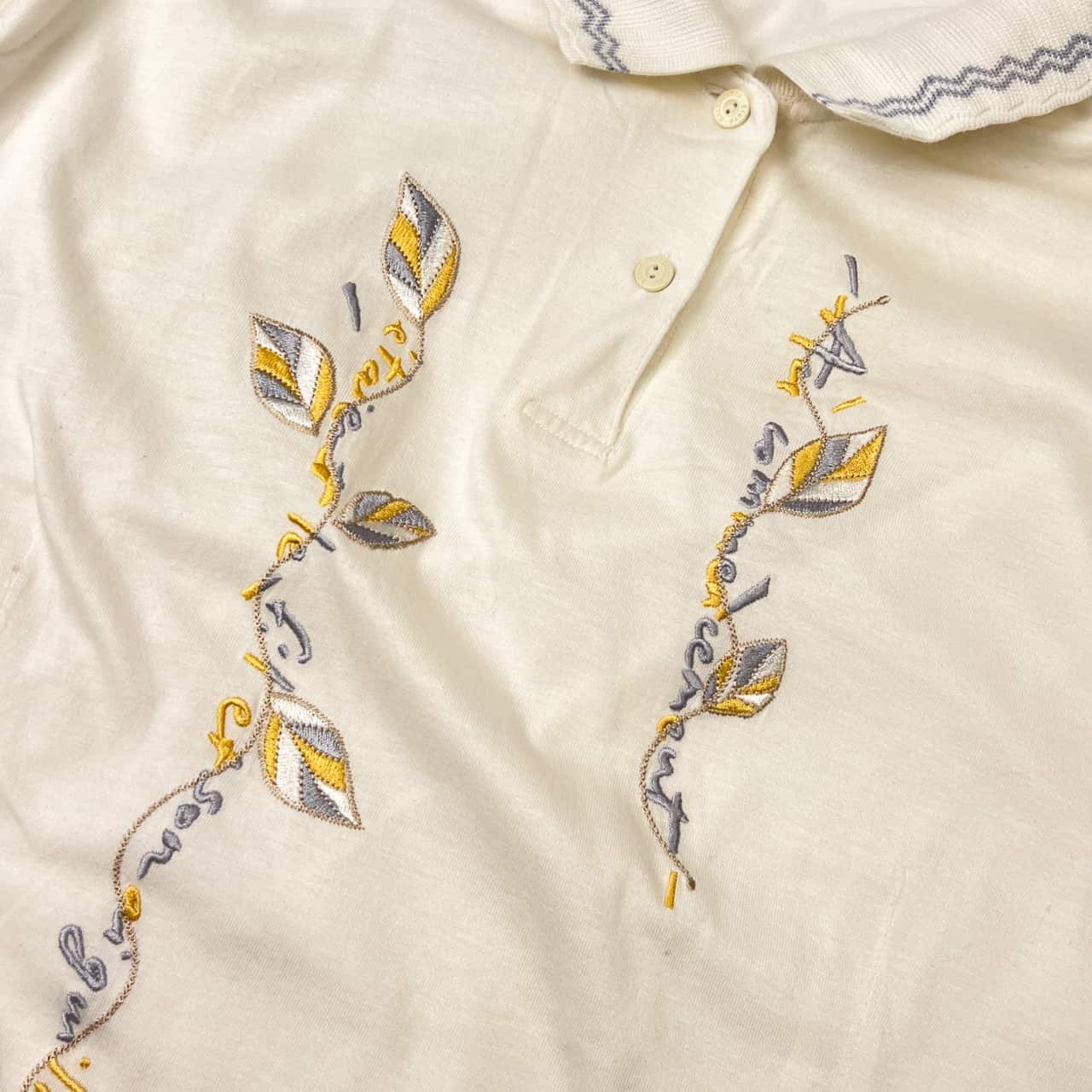 90s GOLF BALENCIAGA  バレンシアガ 刺繍デザイン 長袖 ポロシャツ LL/ホワイト レディース ゴルフ ビンテージ