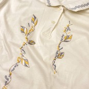 90s GOLF BALENCIAGA バレンシアガ 刺繍デザイン 長袖 ポロシャツ LL/ホワイト レディース ゴルフ ビンテージ
