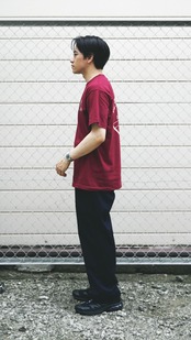 四畳半帝国半袖 Burgundy / Cream