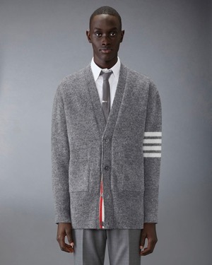 【THOM BROWNE】アイリッシュウール 4BAR Vネック カーディガン