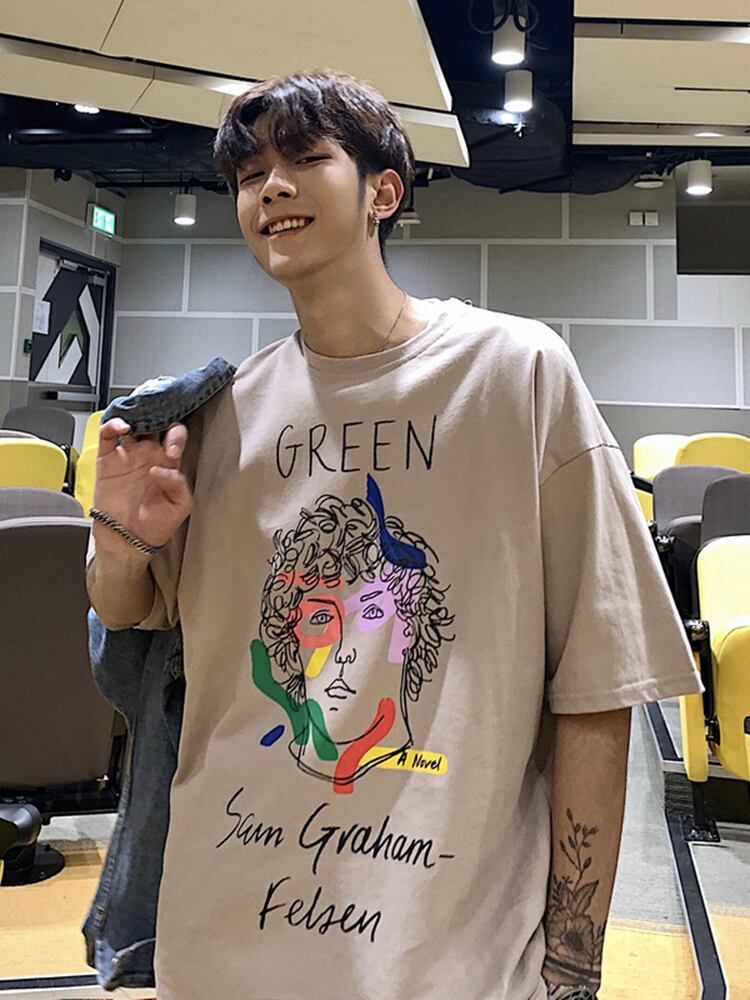 全3色 Tシャツ カットソー プリント カジュアル シンプル