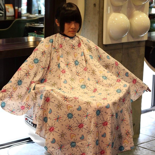 SALE!【BTC104】 Grimsteads Cutting Cape for Beauty Salon  『Atomic Design White』1950s Space Age - メイン画像