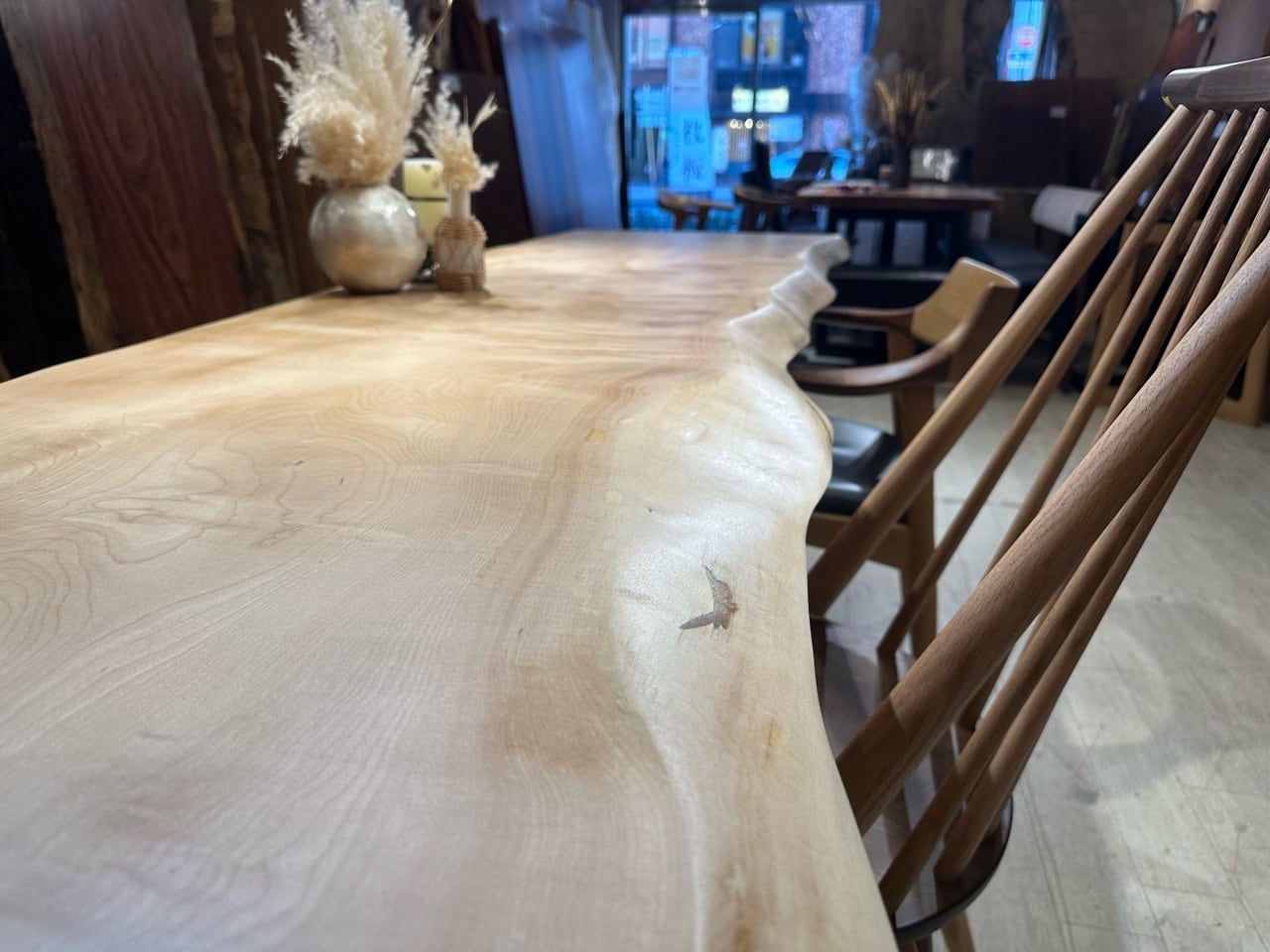 OUTLET】栃（トチ）_1950×570-500×45_新宿店_テーブル天板/一枚板 2200