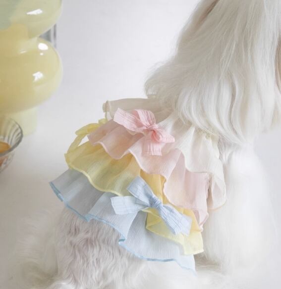 ドッグ 犬 ドッグウェア 室内着 ドレス キャミソール フレア ストレート 袖無し 肩出し 襟無し リボン ひらひら 薄手 透け感 かわいい きれいめ 上品 おしゃれ エレガント モダン ラブリー キュート プリンセス フェアリー シンプル フレンチ シック レインボー 無地 春 夏 秋 ロングシーズン サマーシーズン 春服 夏服 秋服 女の子 成犬 デート お出かけ イベント リゾート 公園 休日 カフェ 庭 ガーデン 散歩 ウォーキング 室内 おうち 楽ちん 普段使い インスタ映え