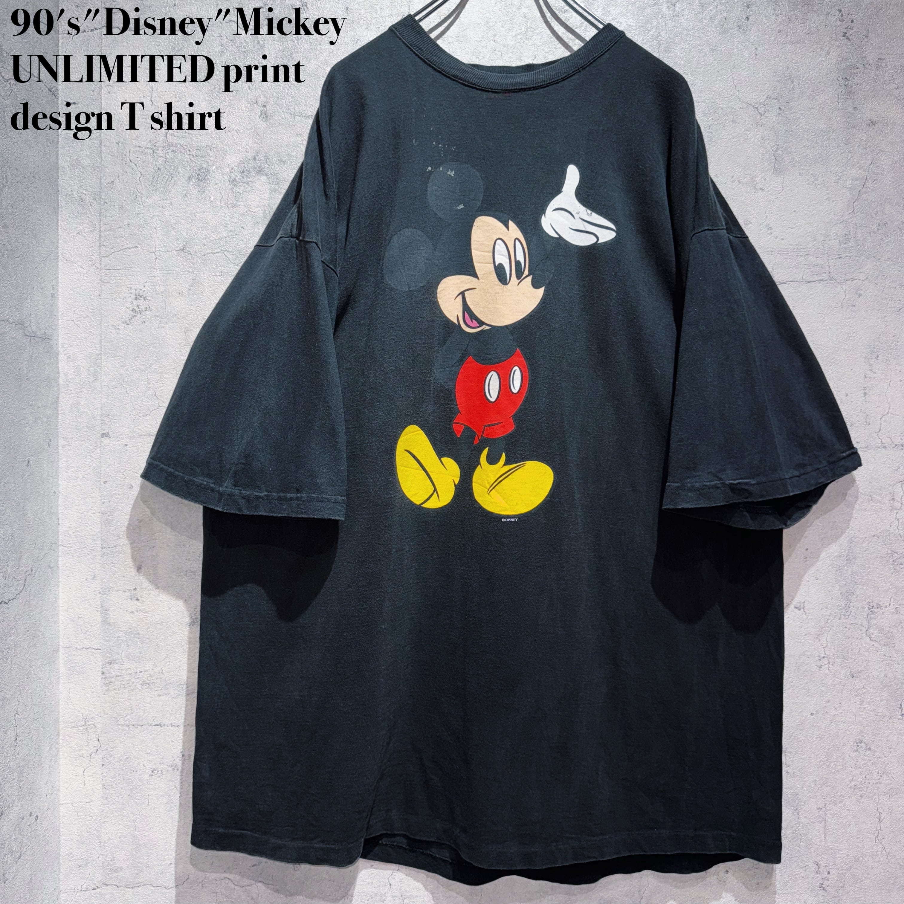 90's"Disney"Mickey UNLIMITED print design T shirt