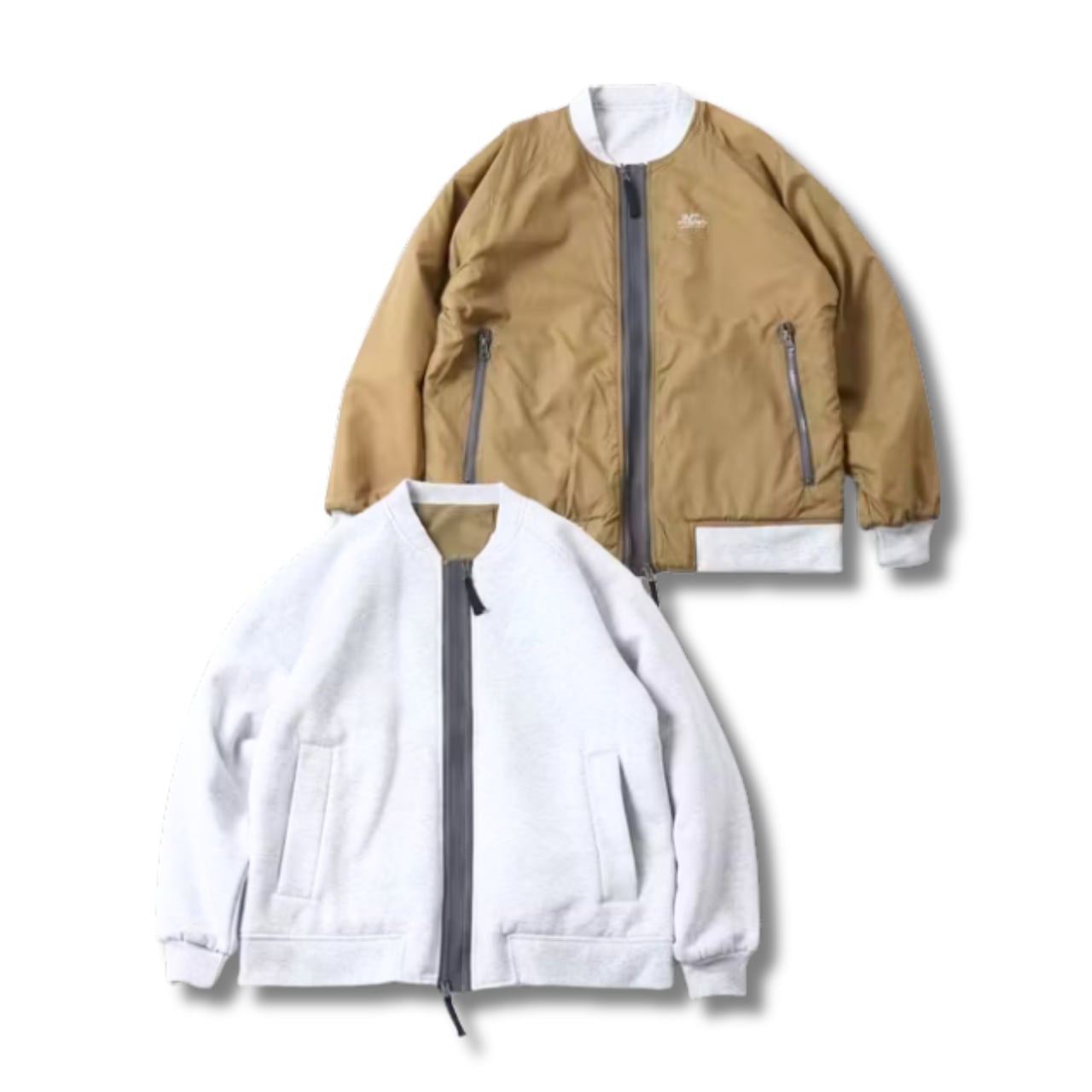 gym master - 12oz ヘビー裏起毛スウェットRVダブルジップジャケット (beige/ash gray)