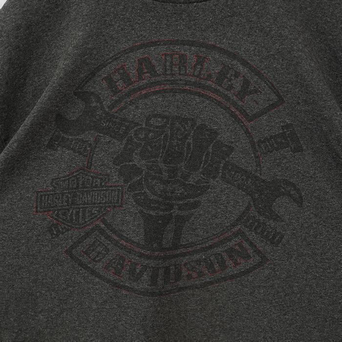 ハーレーダビッドソン プリントTシャツ ドクロ グレー 赤 L 7763 | fuufu