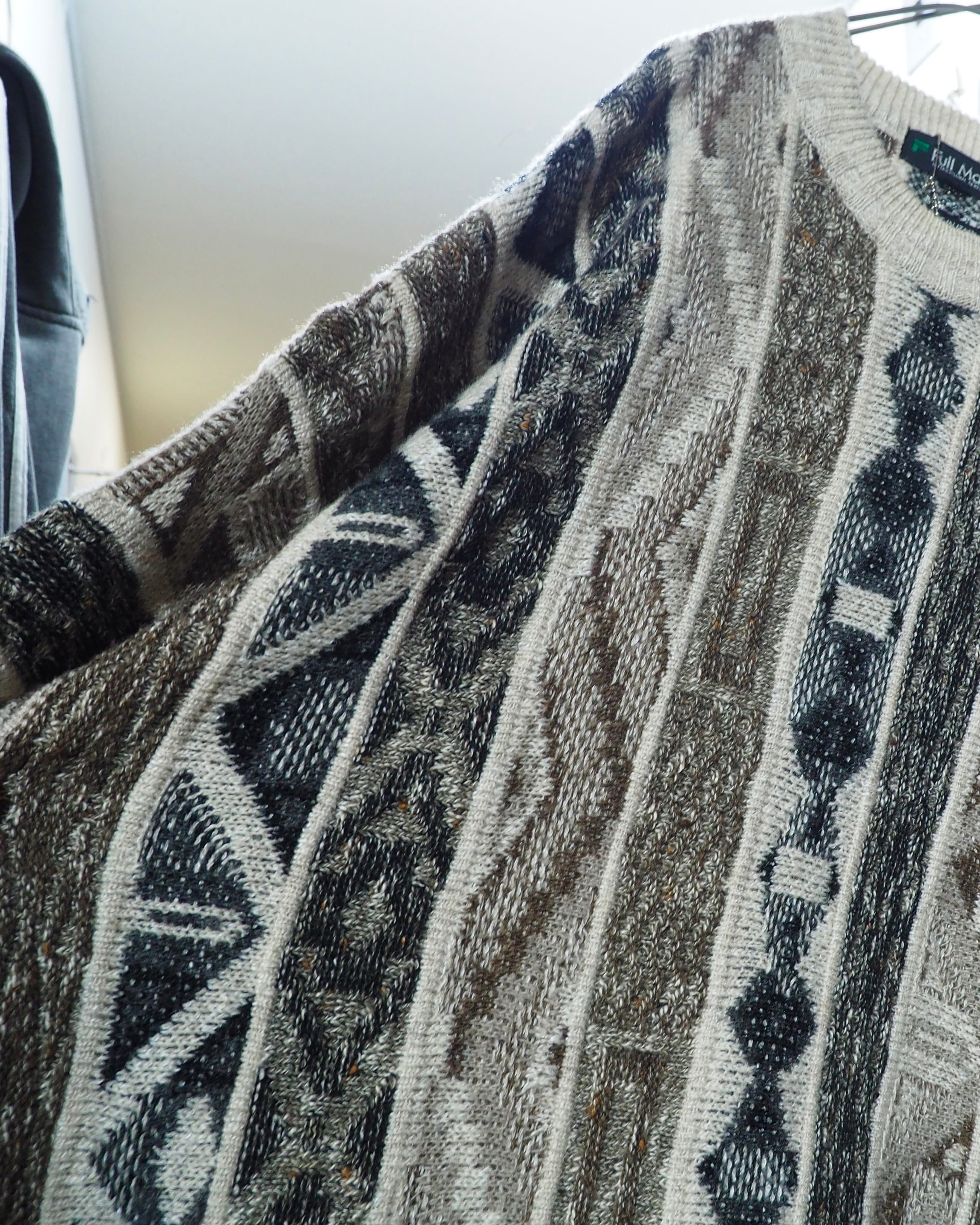 1990s " Made in Italy " Multi Color Geometric pattern vintage loose knit